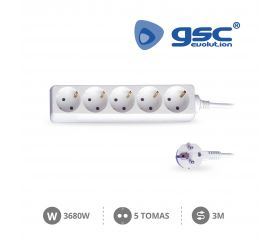 BASE MULTIPLE 5T 3X1,5 3M CABLE BLANCO