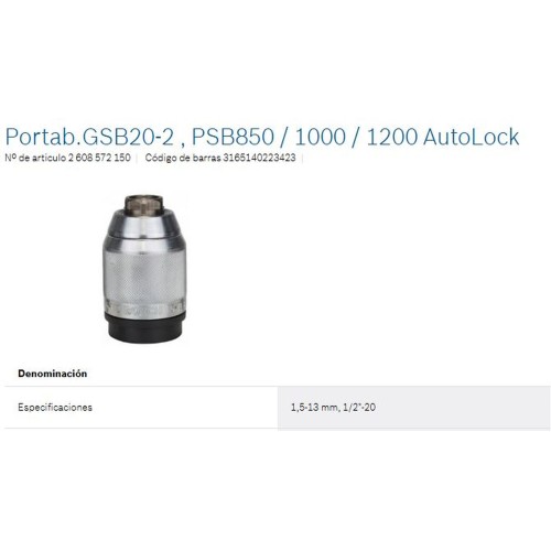 PORTABROCAS AUTOM 1,5-13mm 1/2"-20 BOSCH