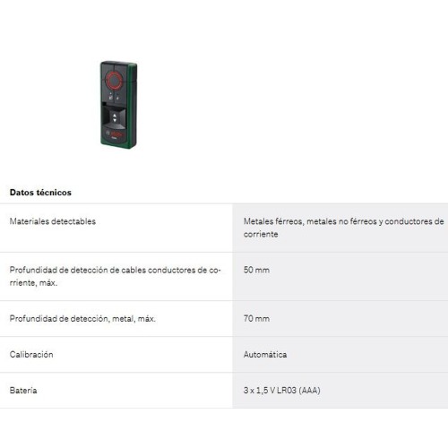 DETECTOR METAL FERREOS/NO FERREOS COND LUZ BOSCH