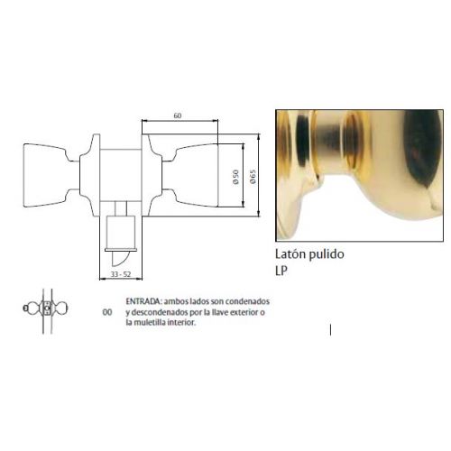 CERRADURA 2500 70LP TESA
