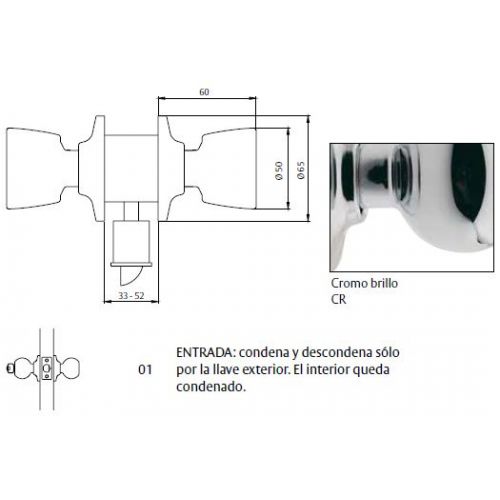CERRADURA 3501 60/70CR TULIPA TESA