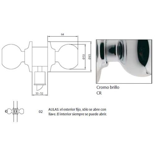 CERRADURA 3902 60/70 CR BOLA TESA