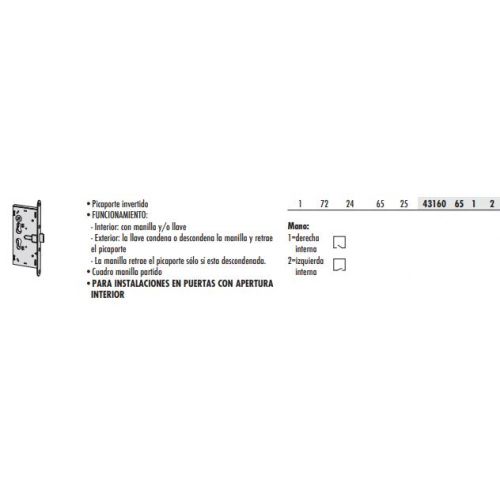 CERRADURA EMBUTIR CF APERT.INT DCH 43160.65.1 CISA