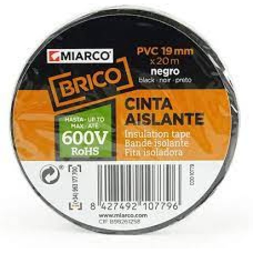 ROLLO CINTA AISLANTE PVC RANGER 19mmX20M NEGRO