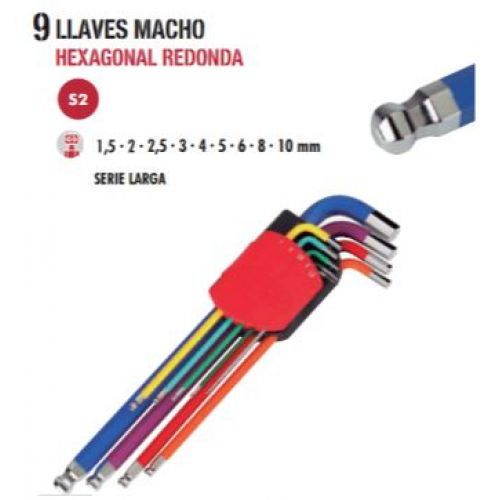 JGO LLAVES ALLEN P/BOLA 1,5-10mm COLORES DOGHER