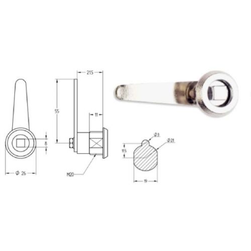 CERRADURA CUADRADILLO 197-C55 8mm C/MUELLE