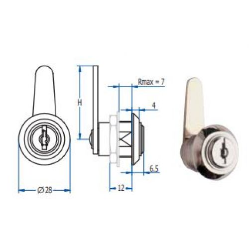 CERRADURA CROMADA 345 LENGUETA C40