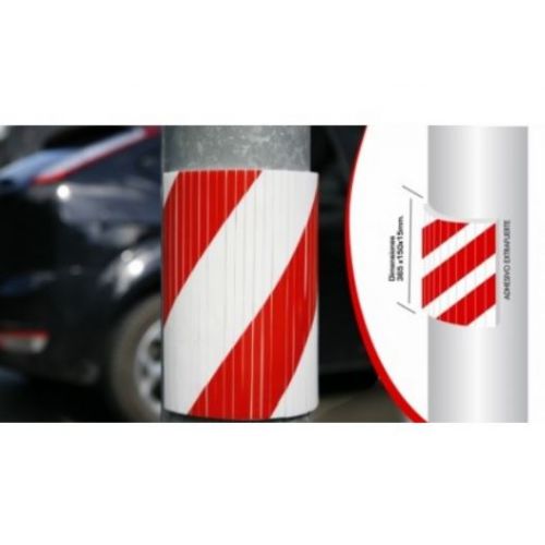 PROTECTOR ESTRIADO COLUMNA 390X320X10mm ROJO/BLANC