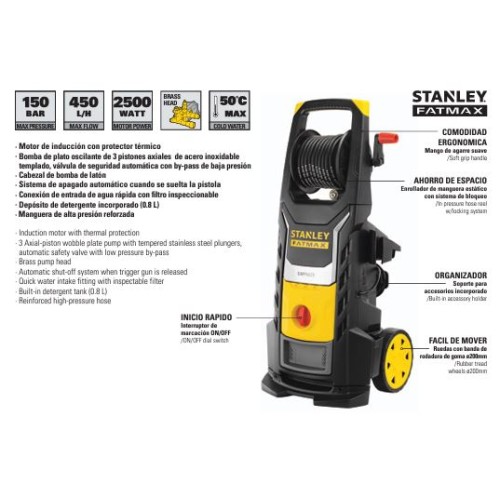 HIDROL 2500W 150BAR 450L/H+CARR SXFPW25E STANLEY