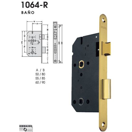 CERRADURA BAÑO INOX 1064R/20/55RI OCARIZ