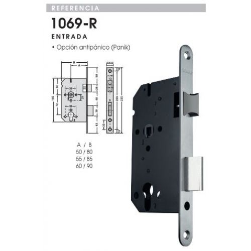 CERRADURA ENTRADA 1069R/20/60RI INOX OCARIZ