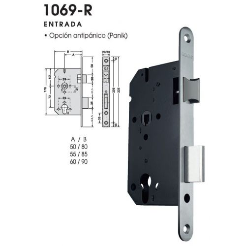 CERRADURA ENTRADA 1069R/23/50RI INOX OCARIZ