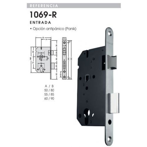 CERRADURA ENTRADA 1069R/23R60RI INOX OCARIZ