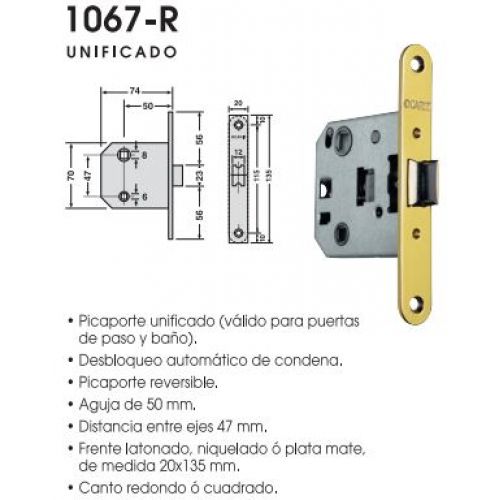 CERRADURA PASO BAÑO 1067R2050RS OCARIZ