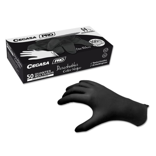 PAQ 50U GUANTES NITRILO NEGRO PRO T10-10,5 CEGASA