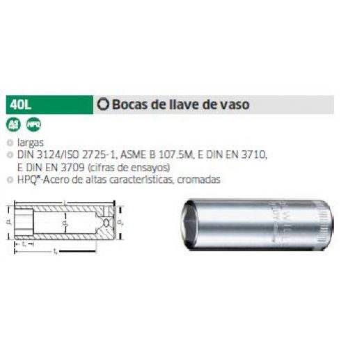 VASO 6C 1/4" S/LARGA 13mm 40L STAHLWILLE