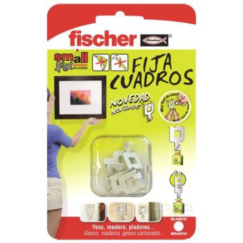 BLISTER 8 FIJACUADROS BLANCO FISCHER