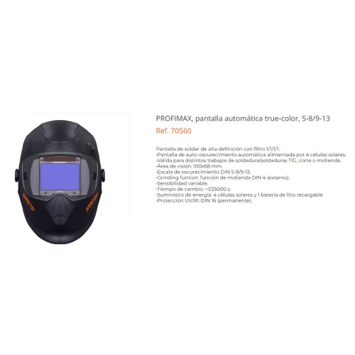 PANTALLA SOLDAR AUTOMATICA 5-8/9-13 PROFIMAX