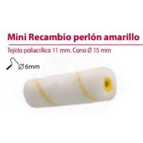 RECAMBIO RODILLO PERLON AMARILLO 10CM
