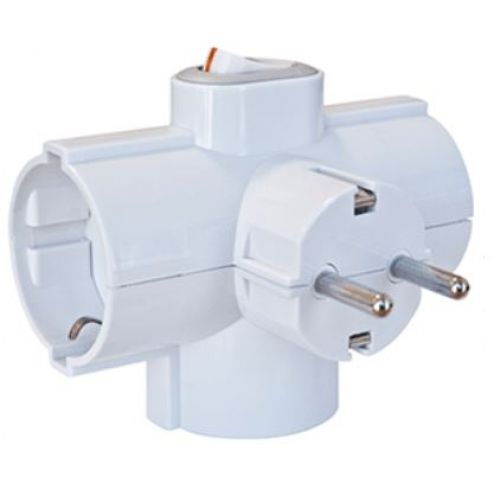 LADRON TRIPLE C/TT+INTERRUPTOR BLANCO