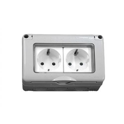BASE ENCHUFE DOBLE 220V C/TT SCHUKO ESTANCA S34