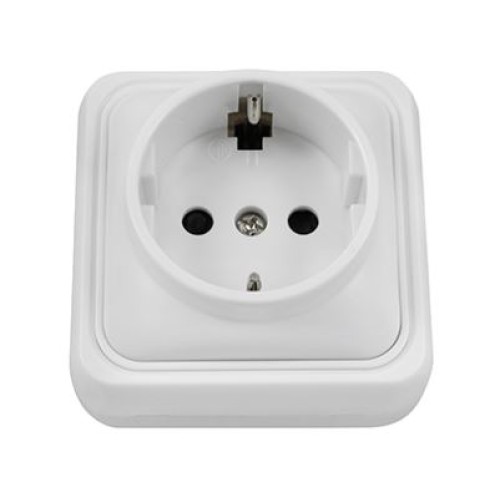 BASE ENCHUFE SCHUKO SUPERFICIE LEKA 65 BLANCO