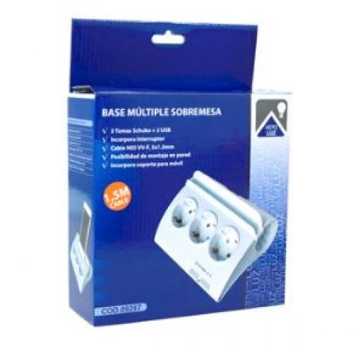 BASE SOBREMESA 5 TOMAS+2 USB 3G 15mm2 15M
