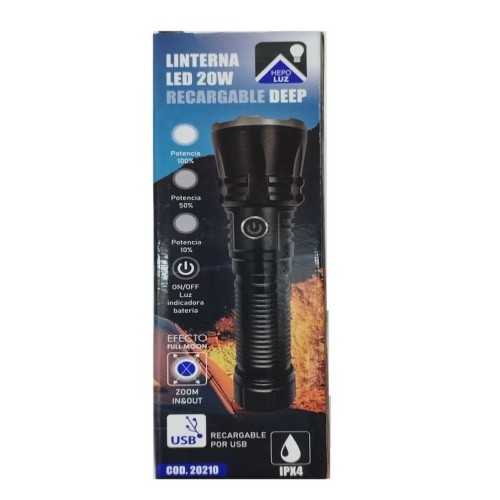 LINTERNA LED 20W RECARGABLE