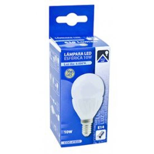 LAMPARA ESFERICA LED E14 10W 6000K