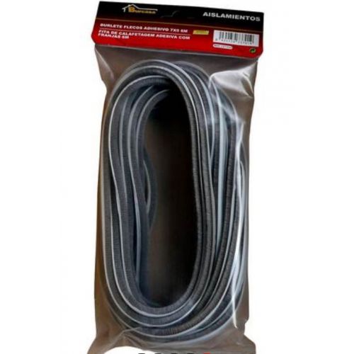 BURLETE FLECOS VENTANA ADHESIVO 7X5 6M GRIS