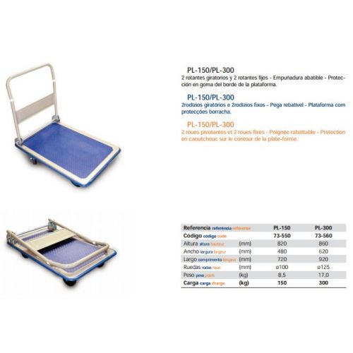 CARRO PLATAFORMA 150kg PL150 GAYNER 720X480