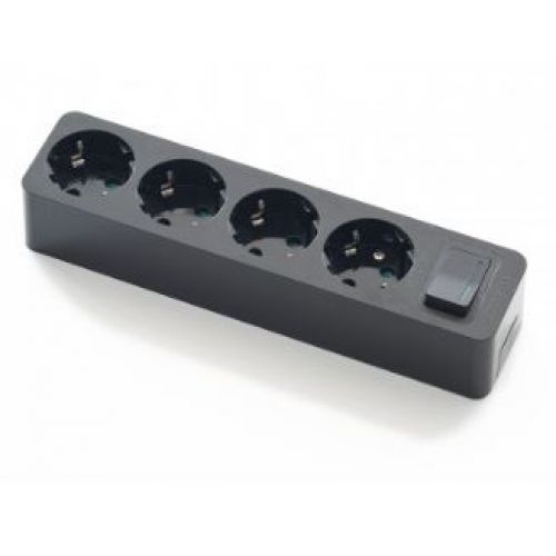 BASE MULTIPLE 4T C/INTERR 16A 250V NEGRA