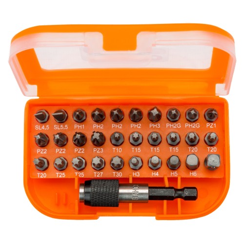 JGO PUNTAS 1/4"+PORTA PUNTAS 31pcs BAHCO