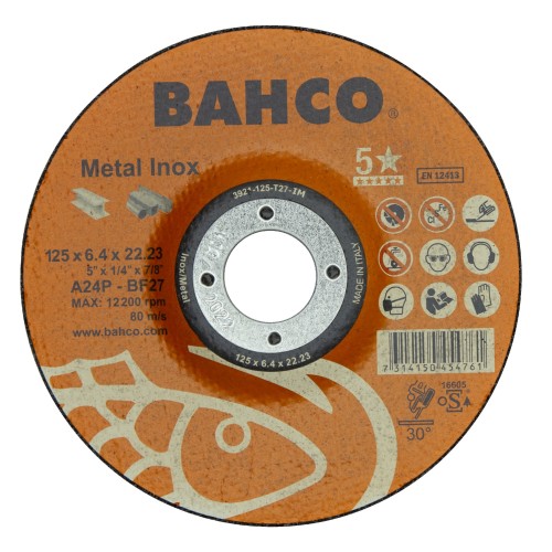 DISCO REPASAR METAL/INOX 125X6,4X22 A24P BAHCO
