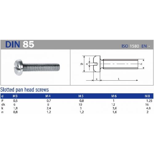 TORNILLO DIN 85 M4X8 CINC