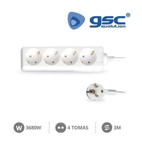BASE MULTIPLE 4T 3X1,5 3M CABLE BLANCO