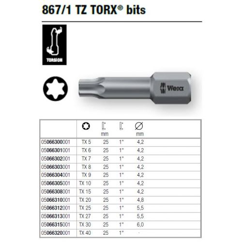 PUNTA 1/4 TORX T25X25 867/1 TZ WERA