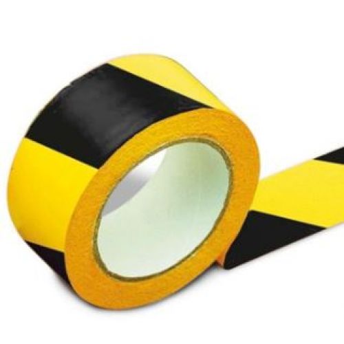 ROLLO CINTA ADHESIVA SEÑAL 33MX50mm AMAR/NEGRO