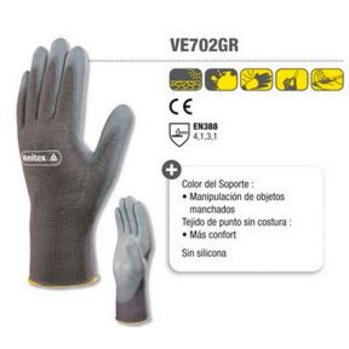 GUANTE POLIAMIDA/PALMA PU GRIS T7