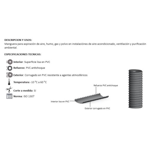 MT MANGUERA URARTU ST GRIS 40X45mm (HELICOI PVC)