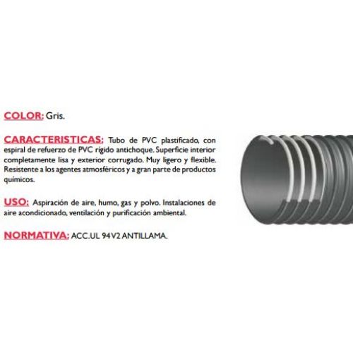 MT MANGUERA URARTU ST GRIS 110X120mm (HELICOI PVC)