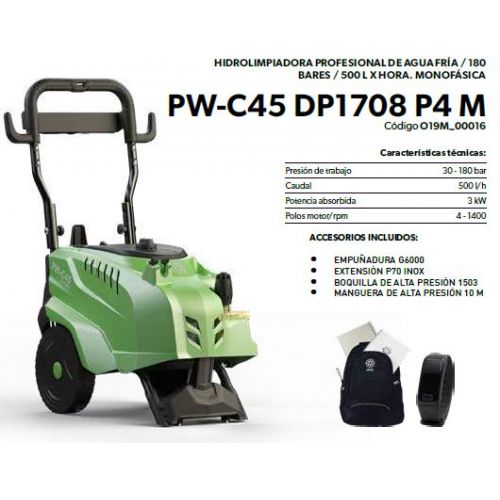 HIDROLIMPIADORA 30-180BAR 500L/H 3KW PW-C45