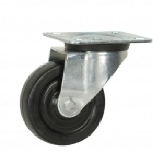 RUEDA C/PLACA GIRATORIA GOMA 80mm 125Kg