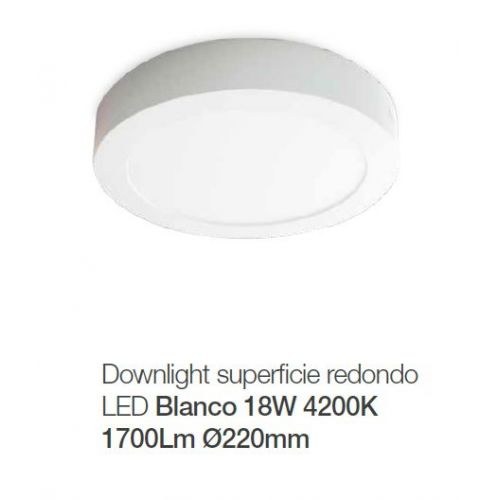 DOWNLIGHT SUPERFICIE LED REDONDO 18W BLANCO