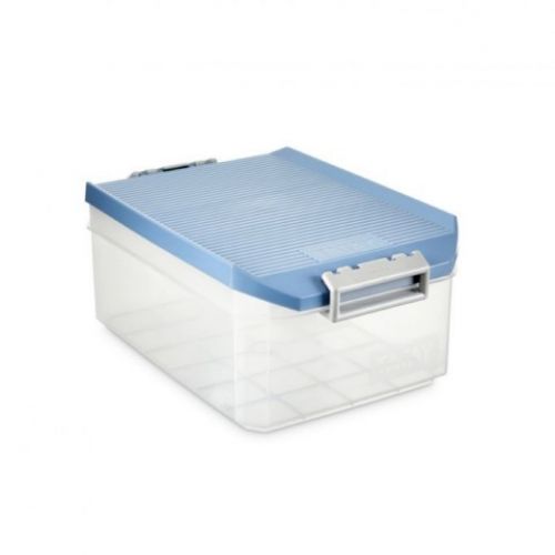 CAJA PLAST TRANSP C/TAPA AZUL 19X30X12cm 4,5L
