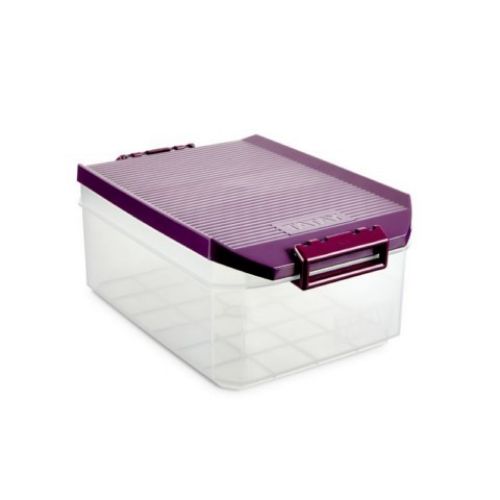 CAJA PLAST TRANSP C/TAPA MORADA 19X30X12cm 4,5L