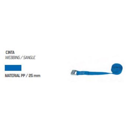 AMARRE TRANSP 2,5M HEBILLA SIN FIN 25mm 500Kg AZUL