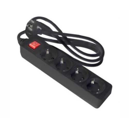 BASE MULTIPLE 4T C/INTER C/CABLE 1,5M NEGRO