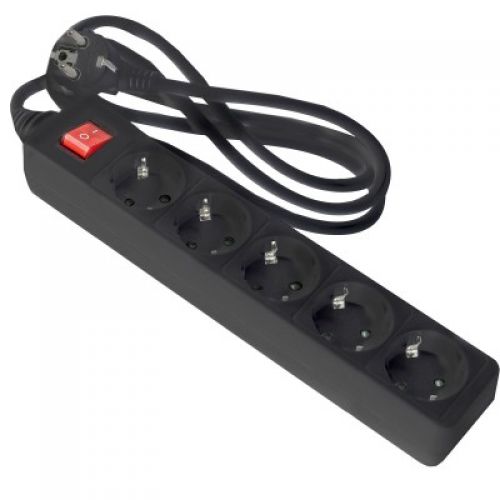 BASE MULTIPLE 5T C/INTER C/CABLE 1,5M NEGRO
