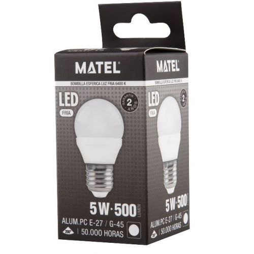 LAMPARA ESFERICA LED E27 5W FRIA